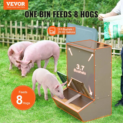 Galvanized Steel Hog Feeder | 3.7 Bushel | Double Door