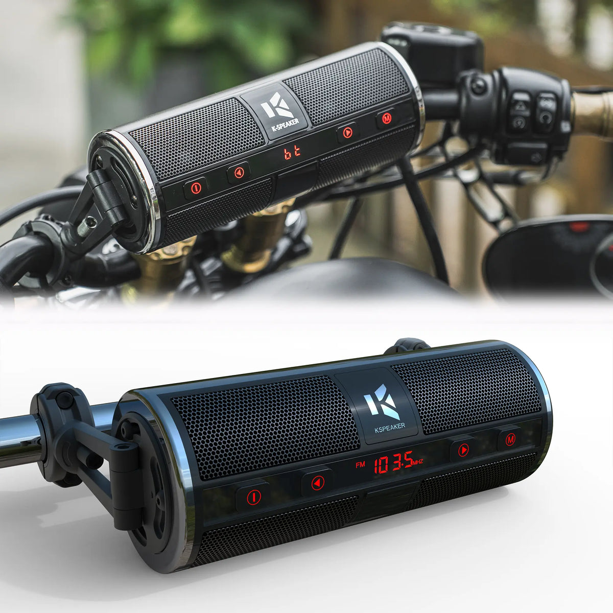 Motorcycle Handlebar Speakers – Bluetooth & FM