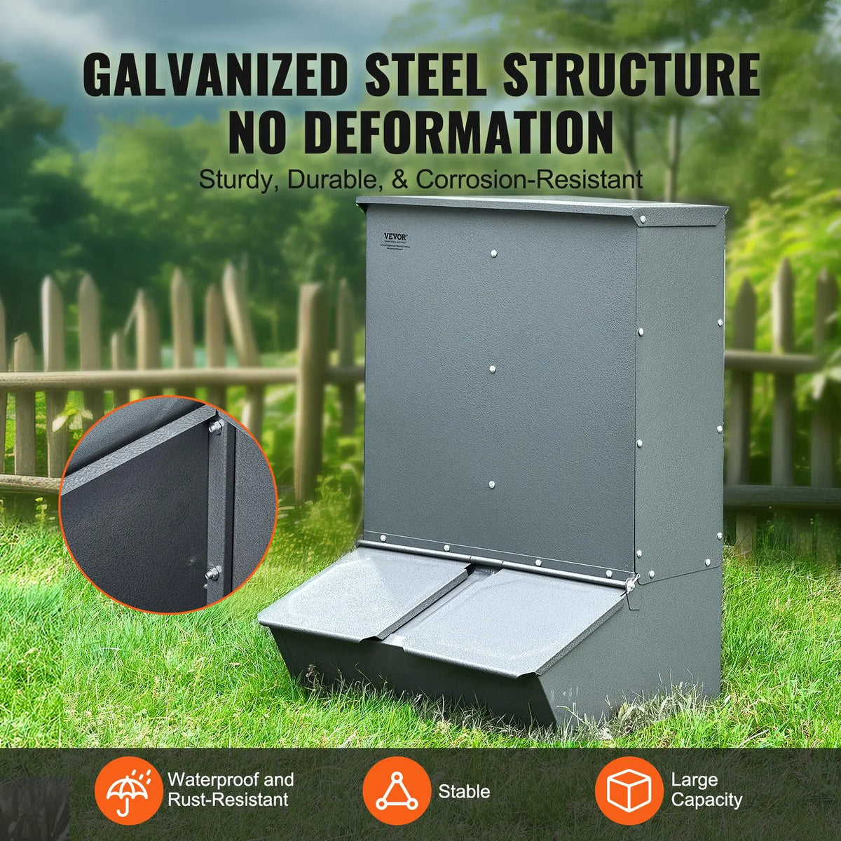 Galvanized Steel Hog Feeder | 3.7 Bushel | Double Door