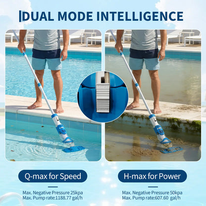 Wireless Pool Vacuum Cleaner with LED & Telescopic Pole