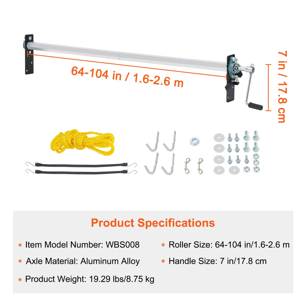 Hand Crank Tarp Roller | Adjustable 64"-104"