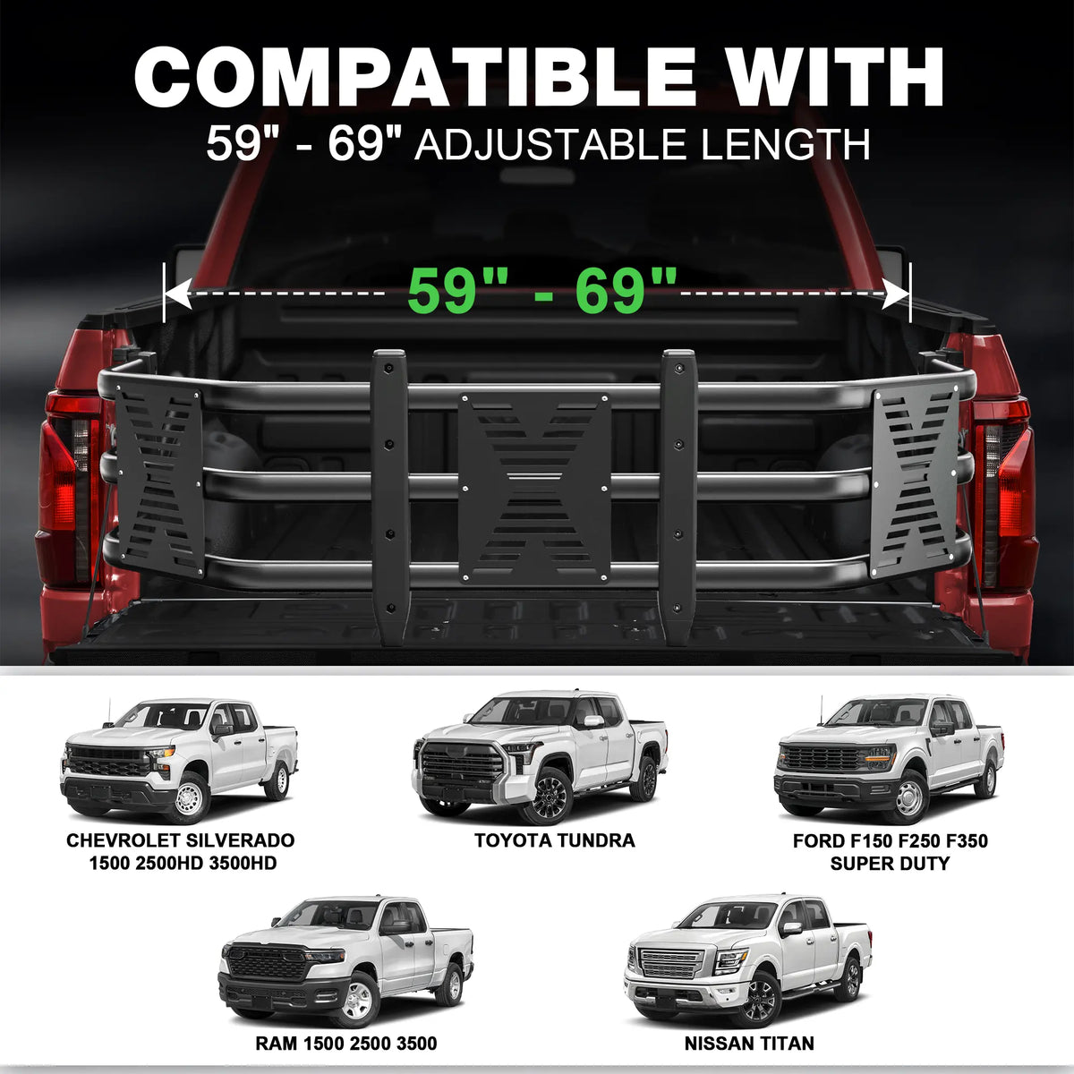 Aluminum Pickup Truck Bed Extender – Adjustable & Retractable