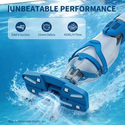 Wireless Pool Vacuum Cleaner with LED & Telescopic Pole