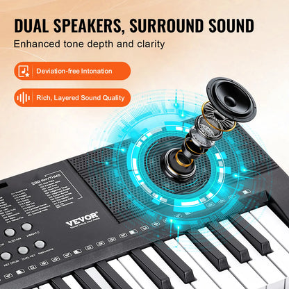 61-Key Digital Keyboard Piano | 200 Tones