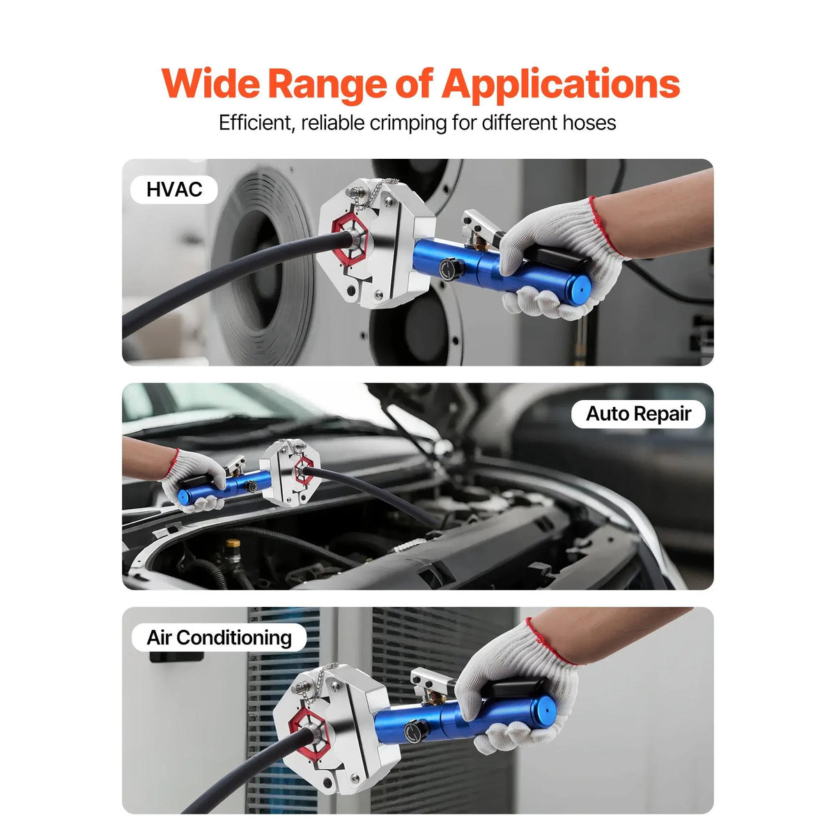 Hydraulic A/C Hose Crimper Kit | 7 Dies