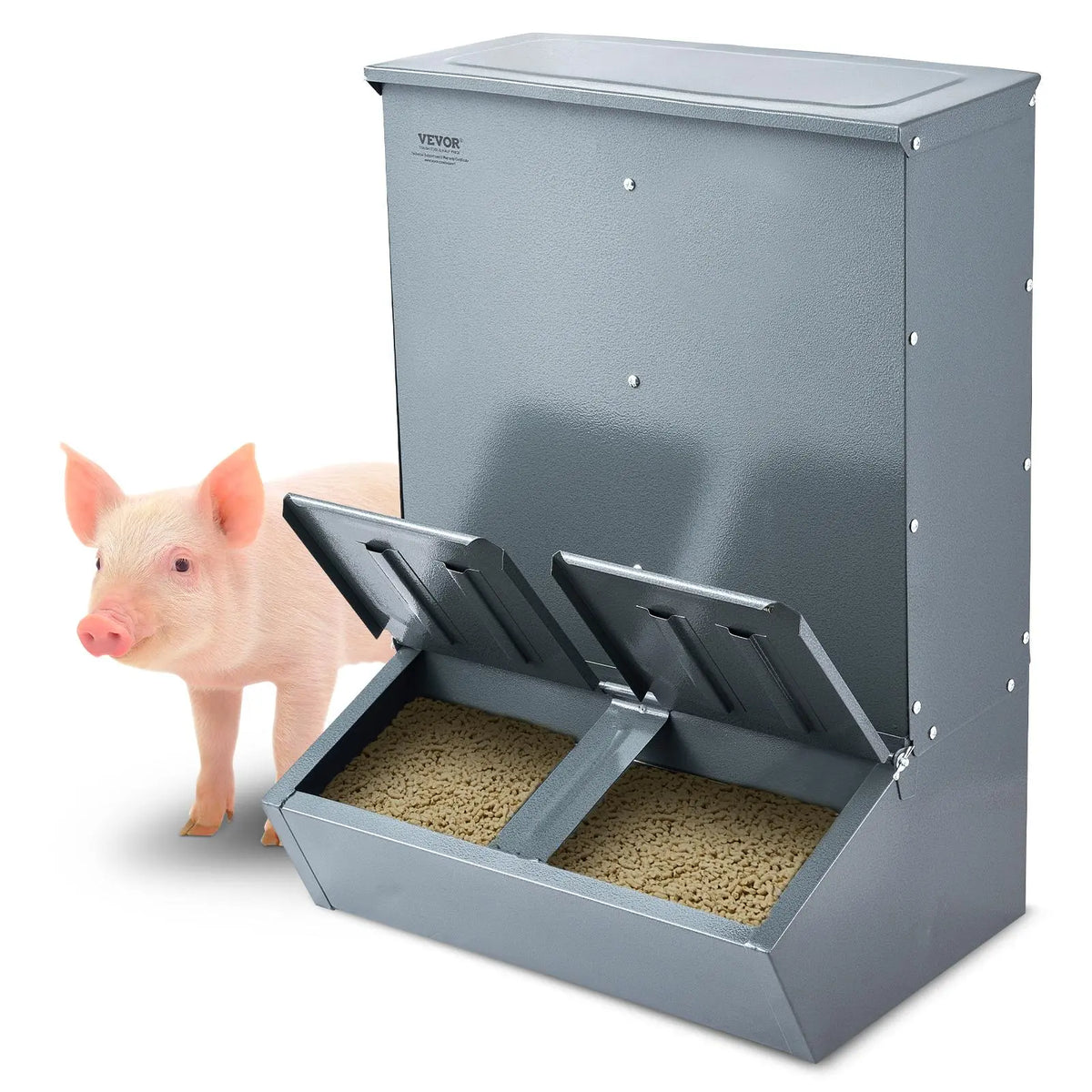 Galvanized Steel Hog Feeder | 3.7 Bushel | Double Door