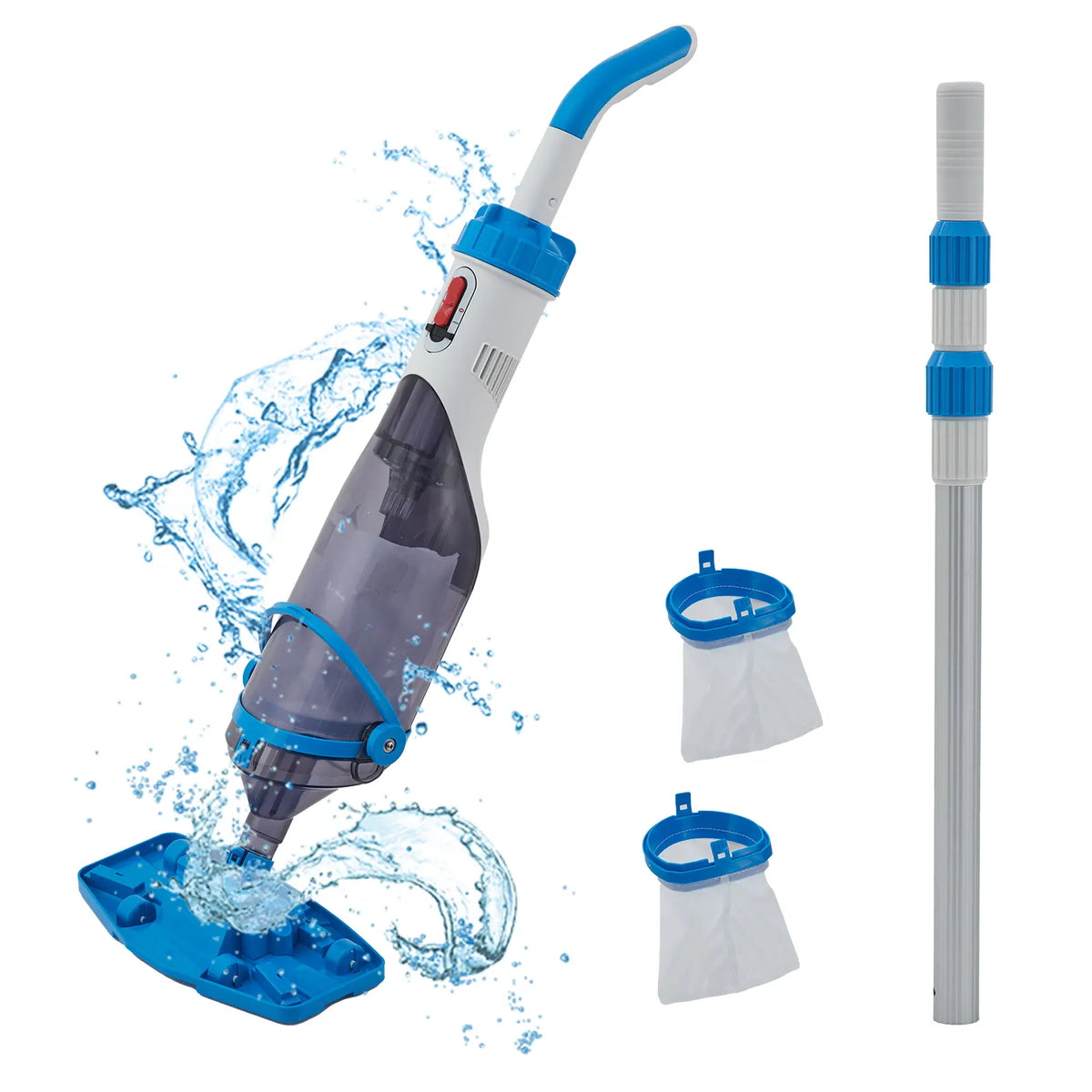 Wireless Pool Vacuum Cleaner with LED & Telescopic Pole