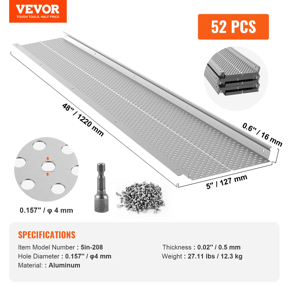 Aluminum Gutter Guard | 5" | 208 ft (52 pcs)
